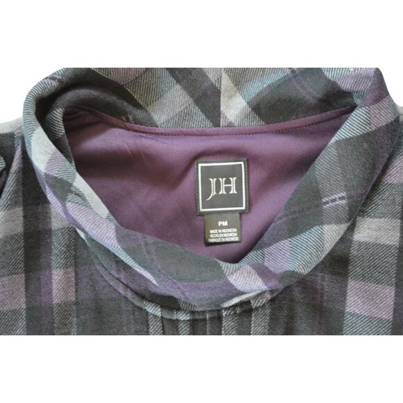 NWT JH Purple Gray Plaid Cowl Neck Sweater Dress Size Petite Medium - Picture 4 of 6